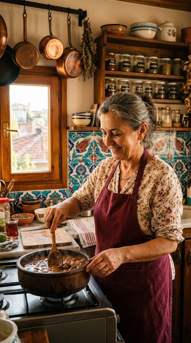 Ferda Taner Kaya in her traditional İstanbul kitchen