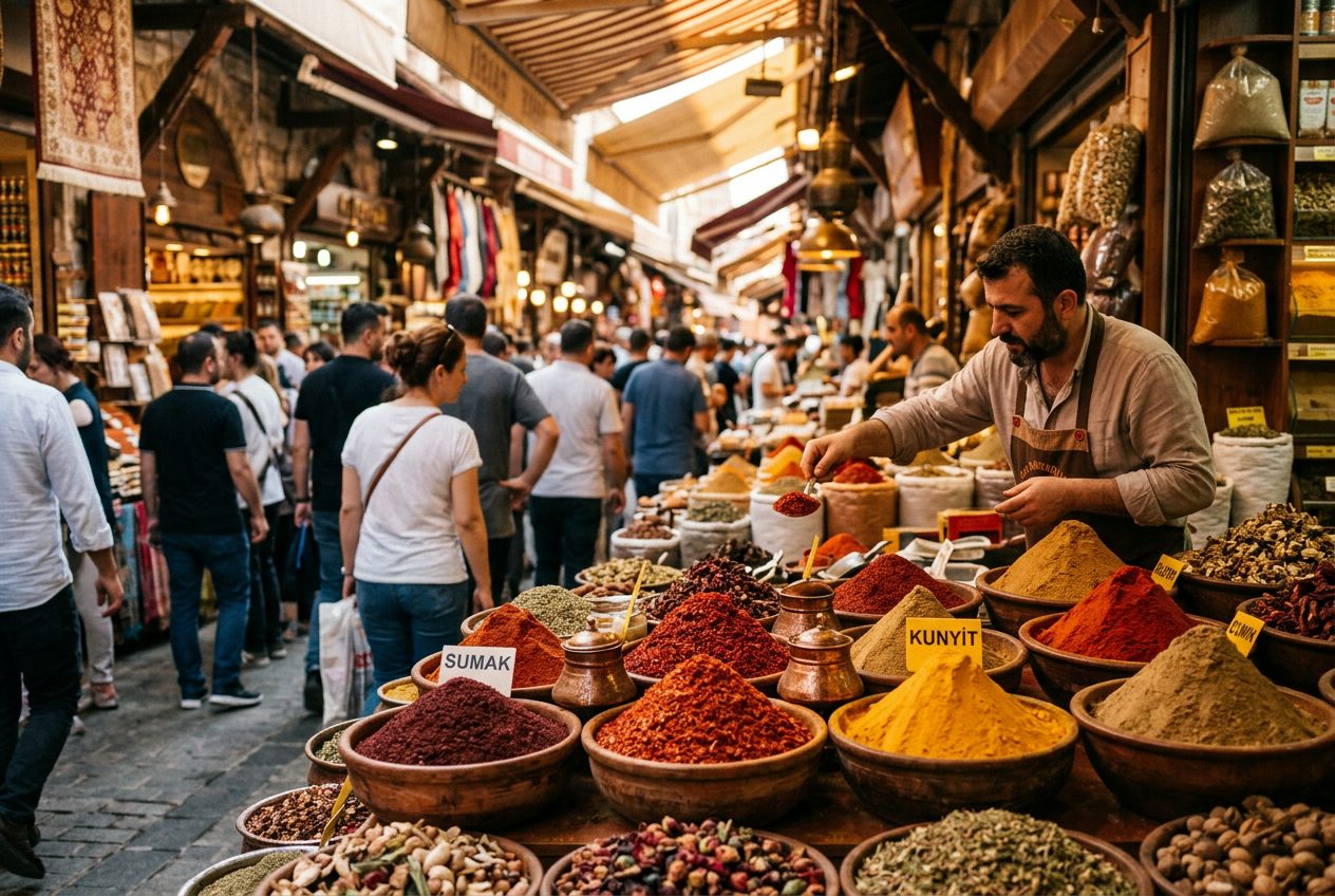 Turkish spice market showcasing the richness of Anatolian ingredients
